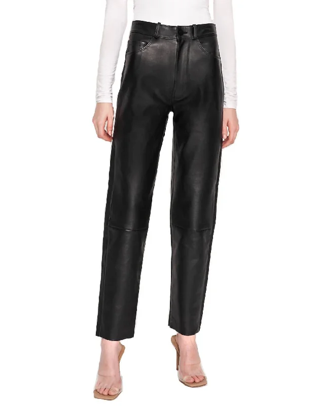Adeline Leather Jeans In Black Comfortable Boyfriend Jeans