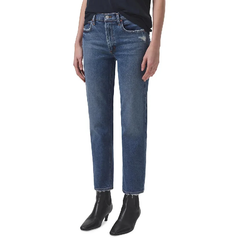 Agolde Womens Distressed Denim Straight Leg Jeans Casual High-Waisted Bootcut Jeans