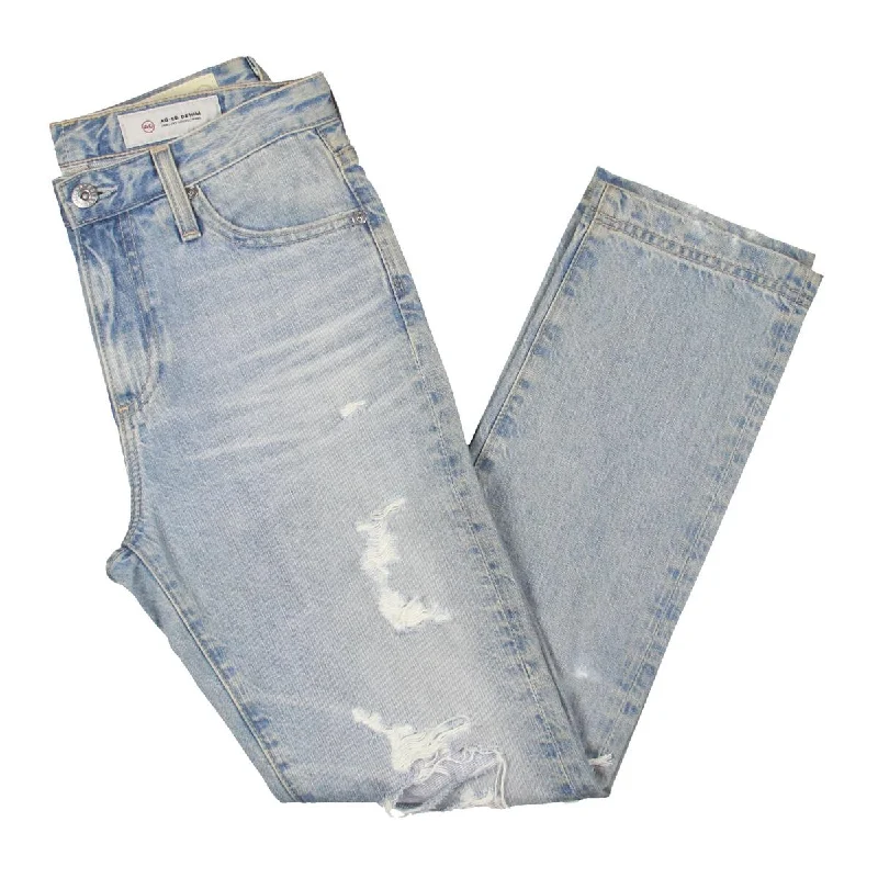 Womens Cotton Distressed Straight Leg Jeans Elegant Skinny Leg Jeans