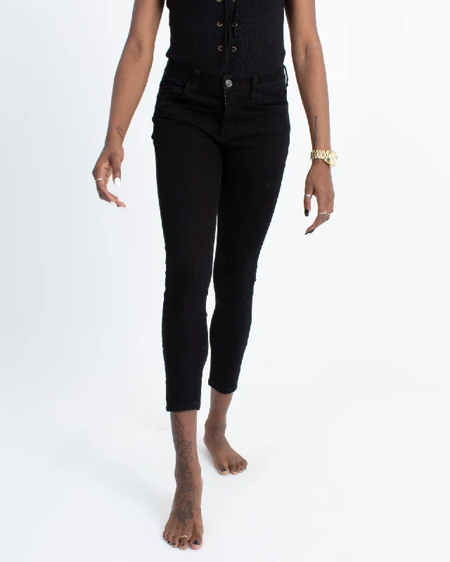 Black Skinny Jeans Trendy Cut-Off Denim Shorts