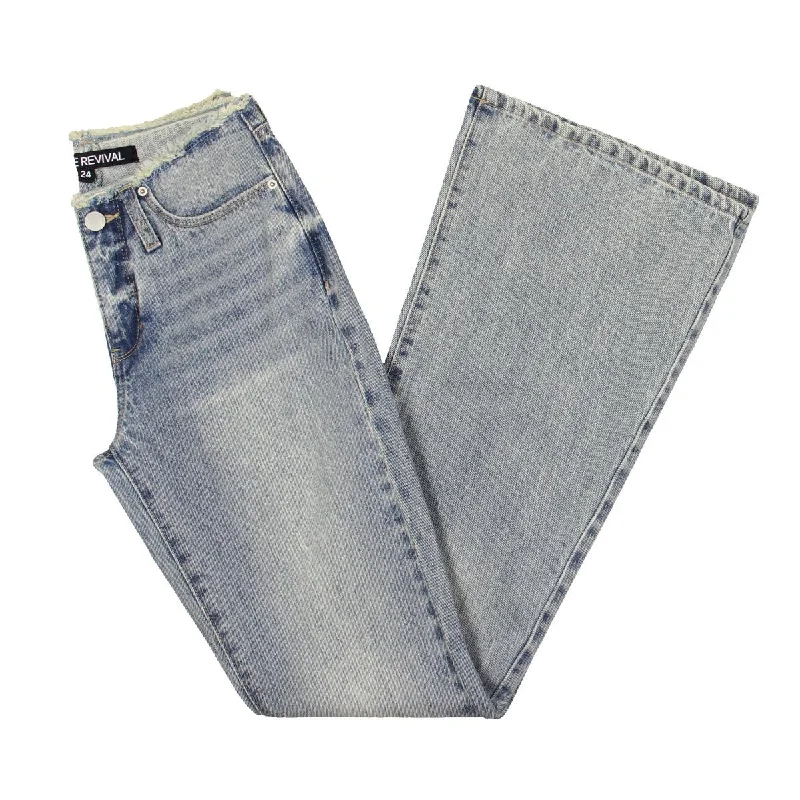 Blue Revival Womens Cotton Denim Bootcut Jeans Stylish Relaxed Fit Skinny Jeans