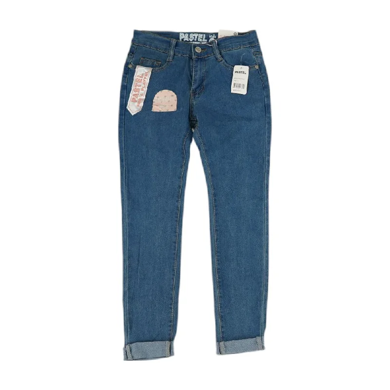 Blue Solid High Rise Regular Jeans Stylish Stone-Wash Denim Jeans