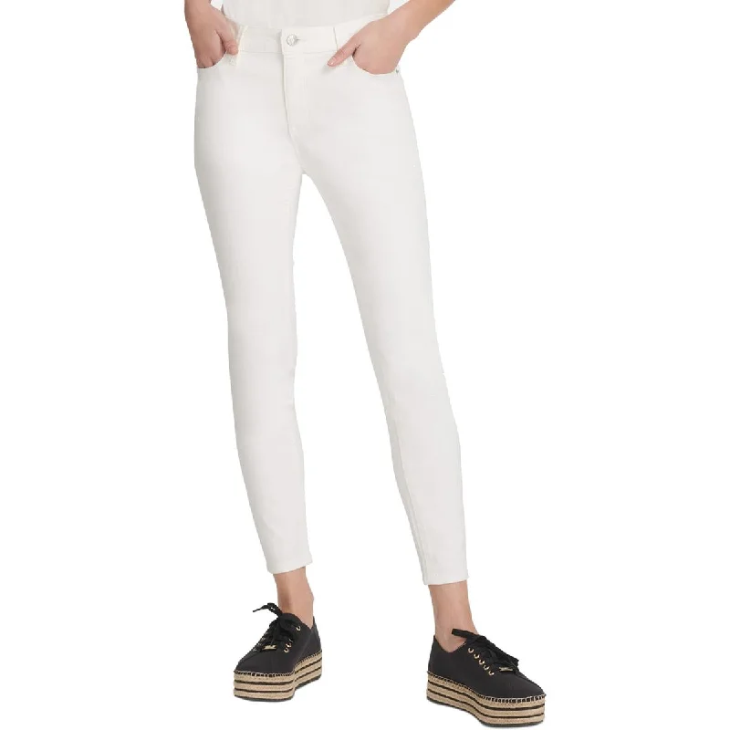 DKNY Womens Foundations Denim Medium Wash Skinny Jeans Comfortable Straight-Legged Denim