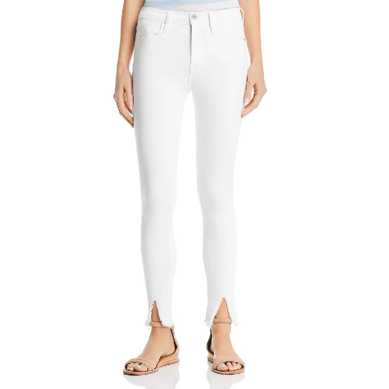Frame Denim Womens Raw Hem Split Hem Skinny Jeans Trendy Skinny Fit Jeans