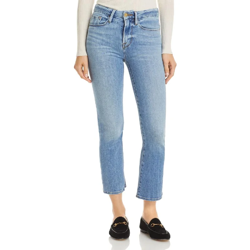 FRAME Womens Mid-Rise Light Was Bootcut Jeans Trendy Patchwork Denim Jeans