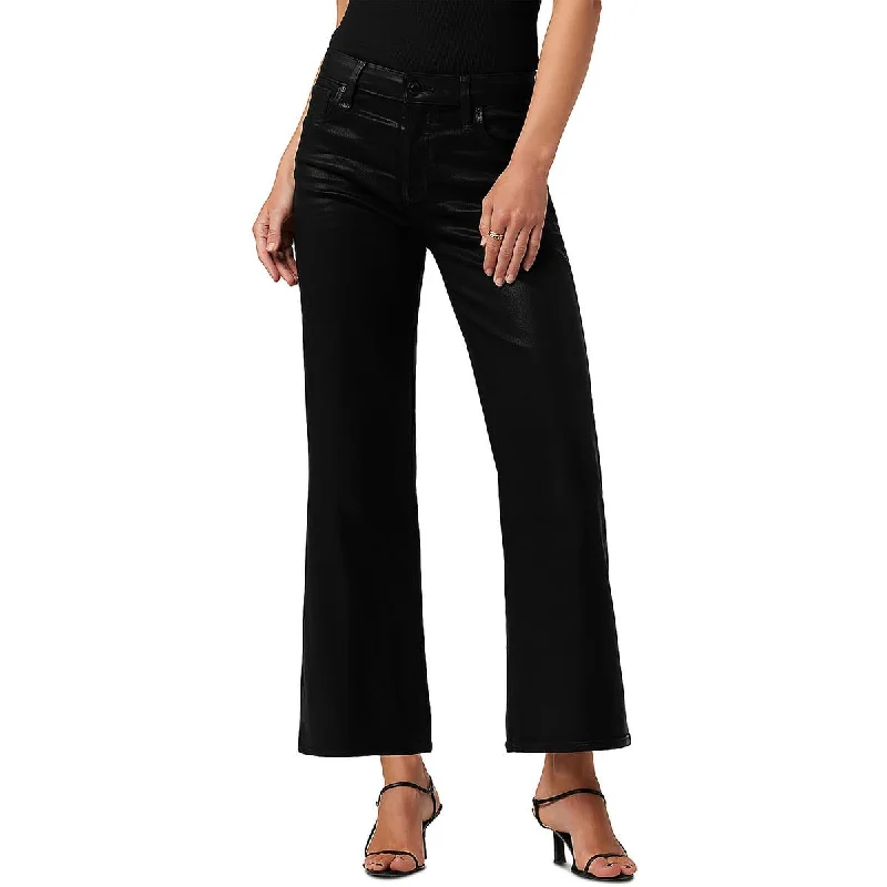 Hudson Womens Coated Denim Wide Leg Jeans Fashionable Vintage Wash Jeans
