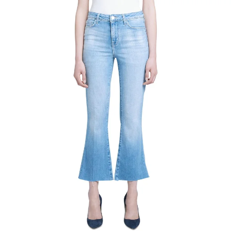 L'Agence Womens Kendra Denim Crop Flare Jeans Trendy Low-Rise Slim Jeans