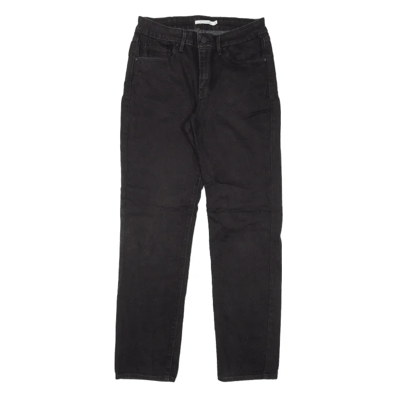 LEVI'S Mid Rise Jeans Black Denim Slim Skinny Womens W29 L32 Stylish High-Waist Skinny Denim