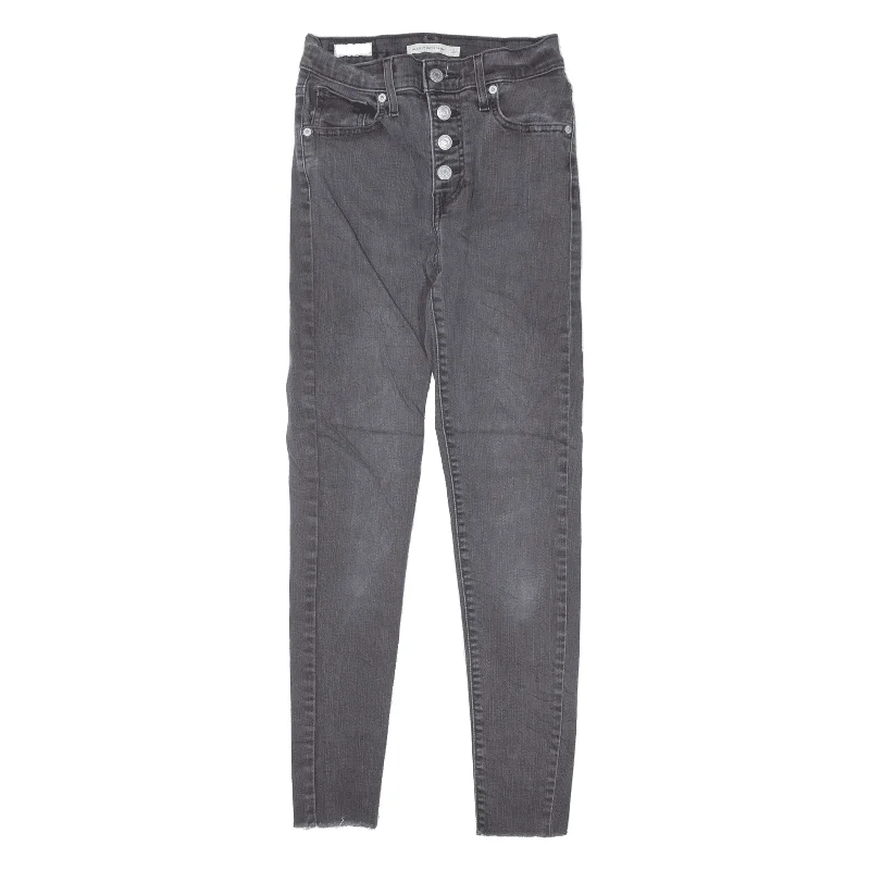 LEVI'S Mile High BIG E Jeans Grey Denim Slim Skinny Womens W23 L26 Casual Skinny Fit Jeans