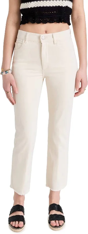 Patti Straight High Rise Ankle Jeans In Off White Casual Skinny Fit Jeans