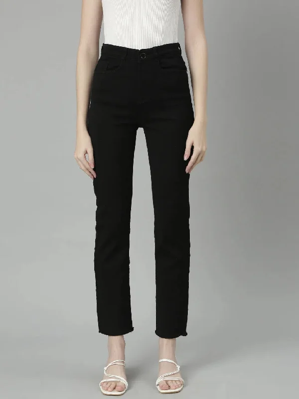 Women Black Denim Jeans-IM-10170-Black Trendy Colored Denim Jeans