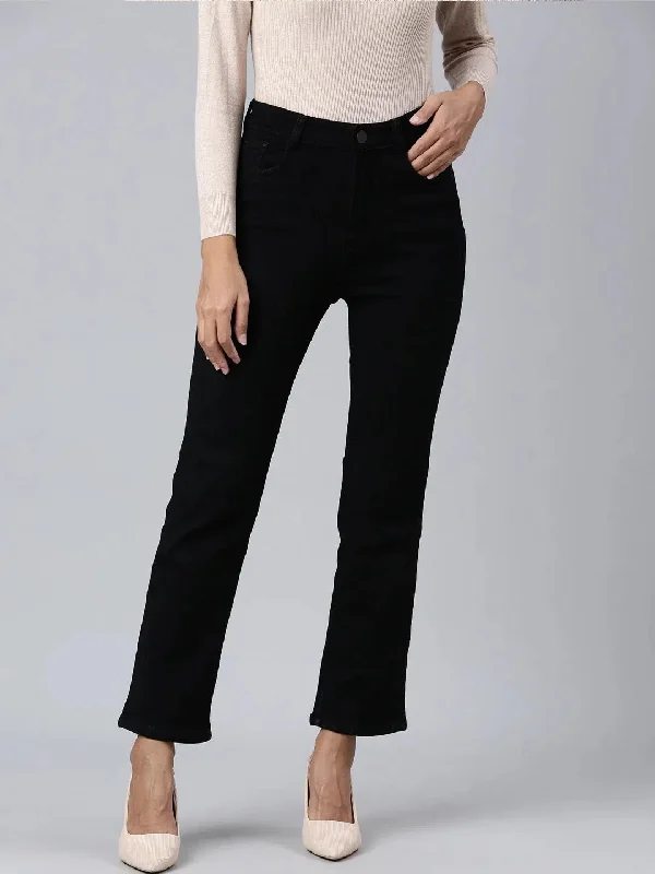 Women Black Solid Straight Fit Denim Jeans-GZ-5772-Black Trendy Button-Up High-Waist Jeans Women Black Solid Straight Fit Denim Jeans-GZ-5772-Black Trendy Button-Up High-Waist Jeans