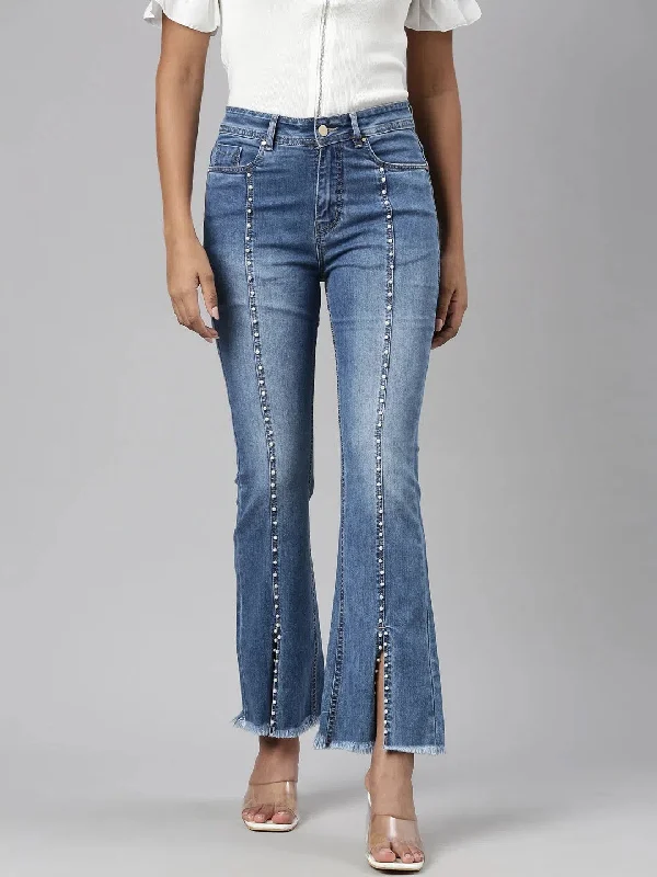 Women Blue Bootcut Denim Jeans-LT-105517-Blue Classic Blue Denim Jeans