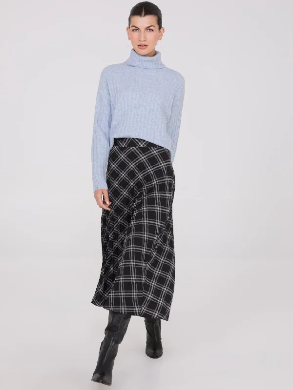 Plaid Print Pleated Midi Skirt athletic skirt fit