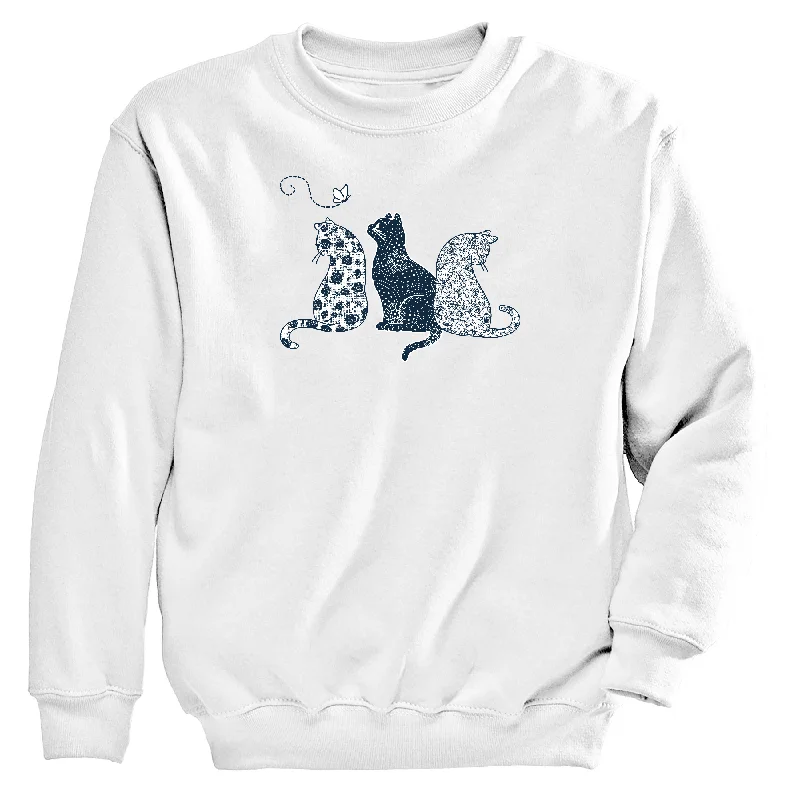 Fancy Cats Women's Crew Neck Sweatshirt Hoodie with Illustration Artistic Creative