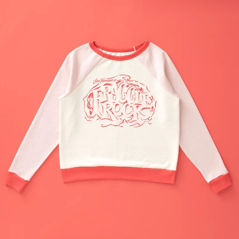 Adult Oslo Sweatshirt - Fraggle Rock Logo Pink Hoodie with Distressed Vintage Worn
