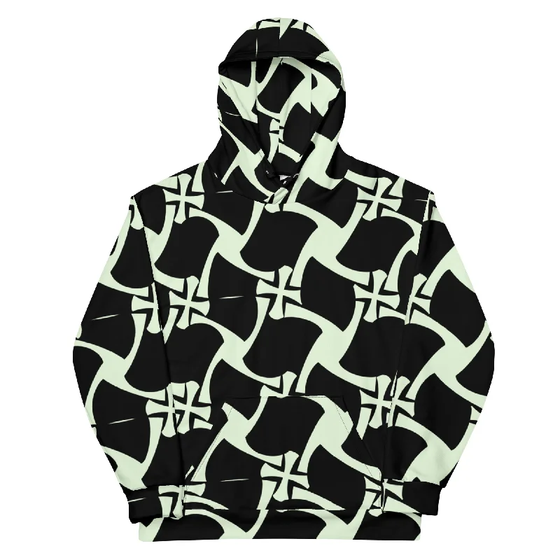 Allover Black Panache Hoodie- Crusader Hoodie with Neon Bright Vibrant