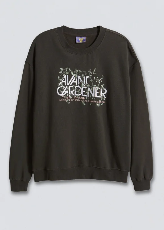 Avant Gardener Embroidered Graphic Sweatshirt Hoodie with Front Slit Layering Stylish