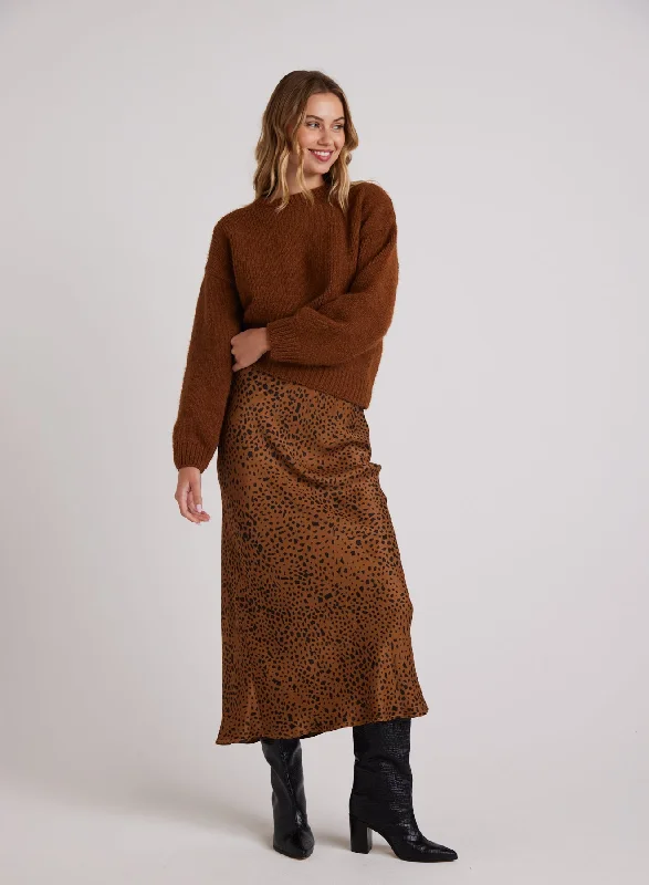 Bias Midi Skirt - Bronzed Maple velvet skirt luxury
