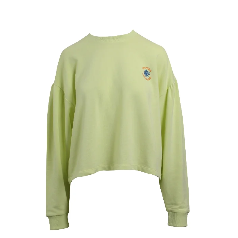 Opening Ceremony PALE ACID YELLOW DROPPED SHOULDER LOGO SWEATSHIRT Hoodie with Oversized Fit Loose Comfortable