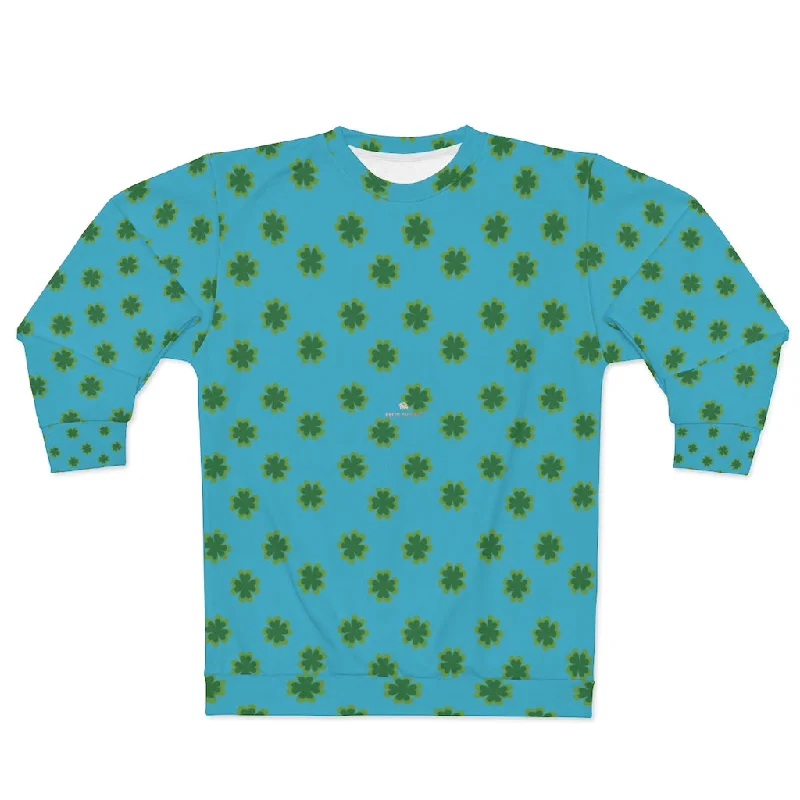 Blue Green Clover Sweatshirt, St. Patrick's Day Cotton Polyester Unisex Shirt- Made in USA Hoodie with Distressed Vintage Worn Blue Green Clover Sweatshirt, St. Patrick's Day Cotton Polyester Unisex Shirt- Made in USA Hoodie with Distressed Vintage Worn