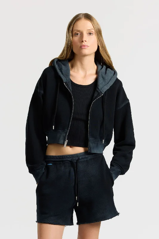 Boston Crop Hoodie Hoodie with Crew Neck Simple Timeless