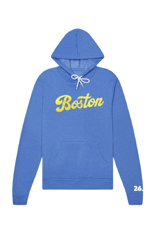 Boston Hooded Sweatshirt Hoodie with Applique Textured Unique