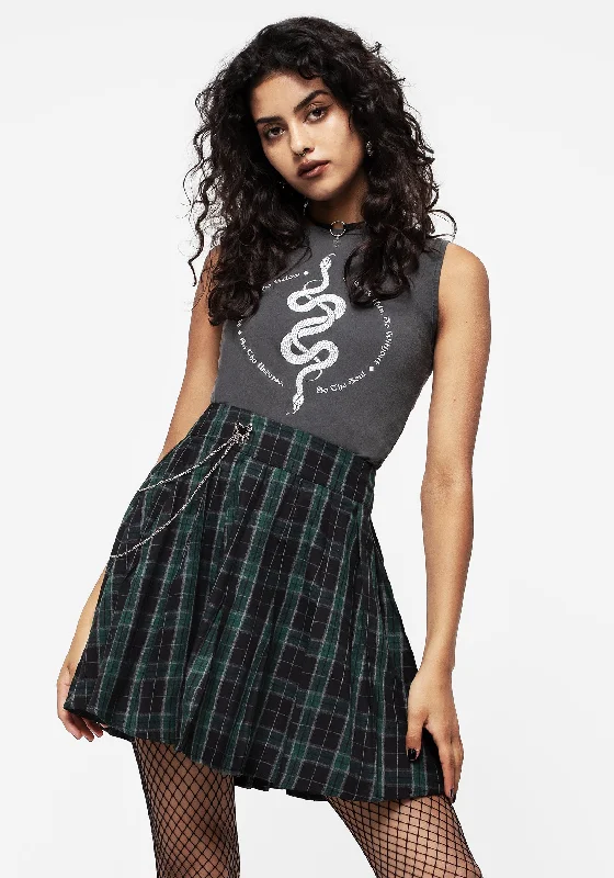 Cardio Check Cotton Pleated Mini Skirt cashmere skirt soft