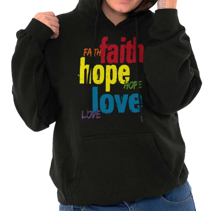 Color Faith Hope Hoodie Hoodie with Ribbed Neckline Snug Warm