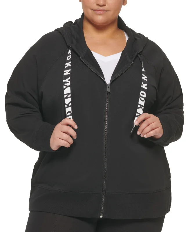 DKNY Sport Plus Size Logo Drawstring French Terry Hoodie Oversized Hoodie Comfort Casual