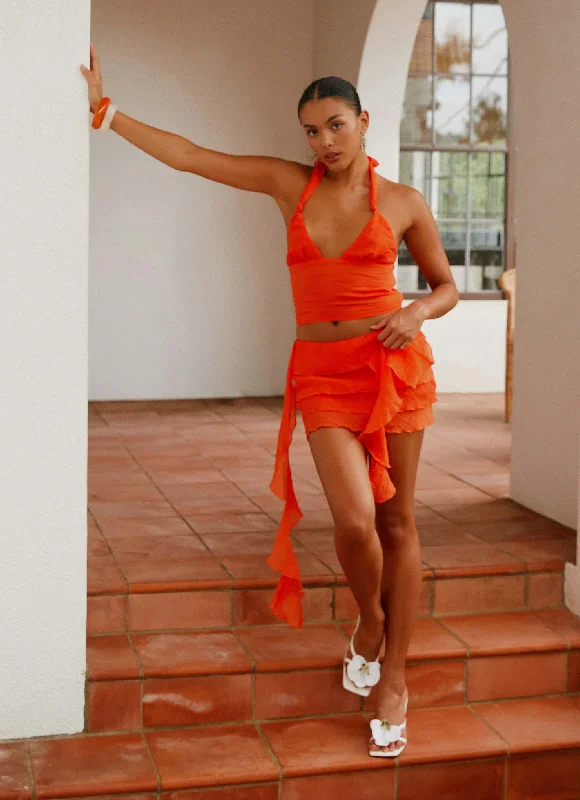 End Of Us Mini Skirt - Orange cotton skirt soft