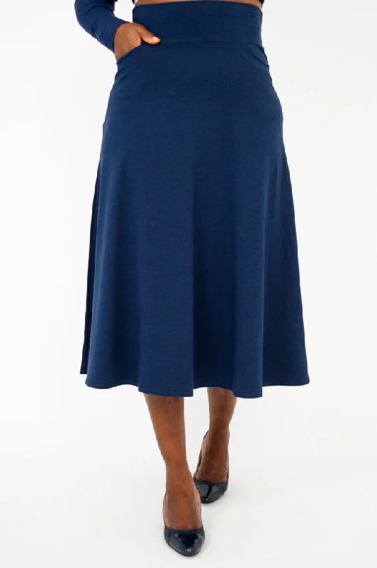 Gillian Skirt, Indigo, Bamboo floral skirt print