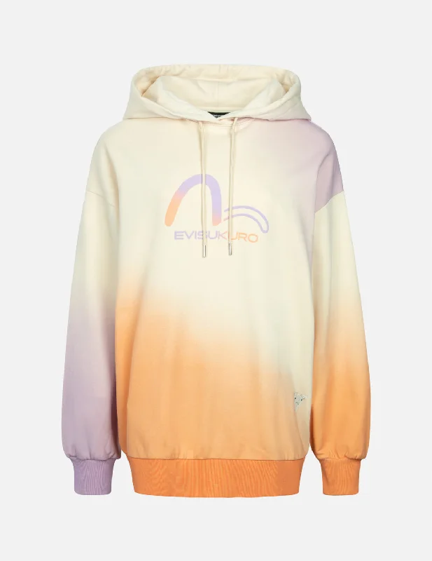 Gradient Flocking Printed Seagull Oversized Hoodie Hoodie with Metallic Shiny Futuristic