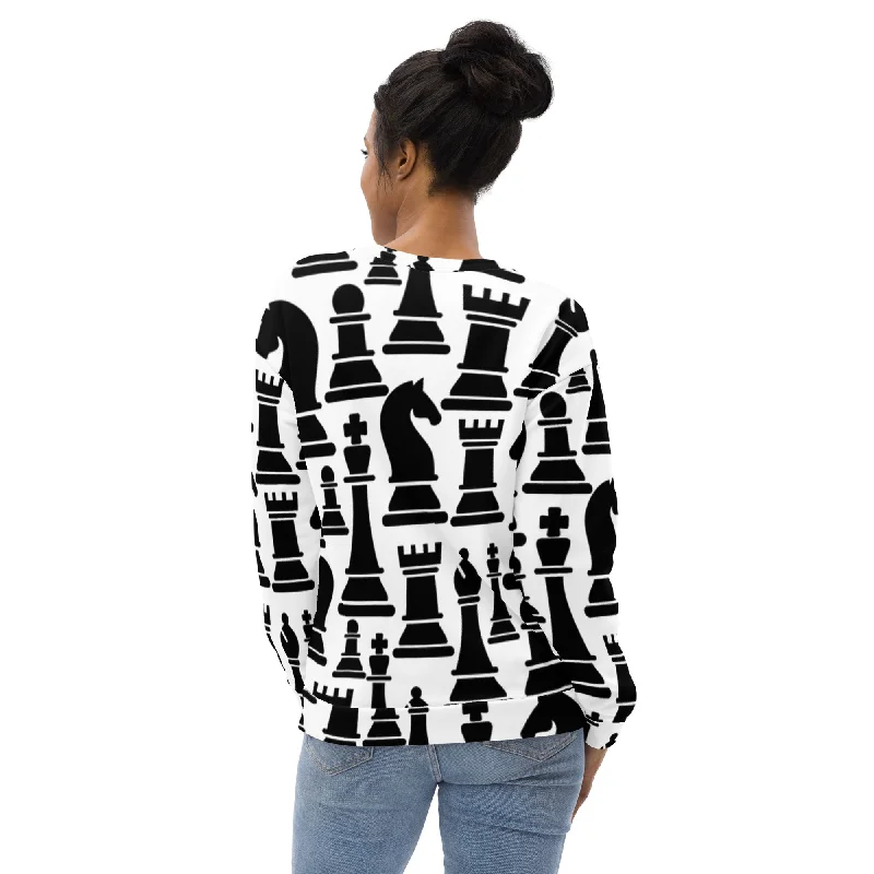 Graphic Sweatshirt for Women Black and White Chess Print Hoodie with Relaxed Fit Easy Casual Graphic Sweatshirt for Women Black and White Chess Print Hoodie with Relaxed Fit Easy Casual