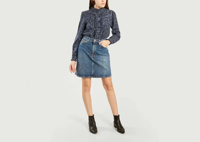 Nudie Jeans Hanna Denim Skirt Blue Freckles corduroy skirt textured