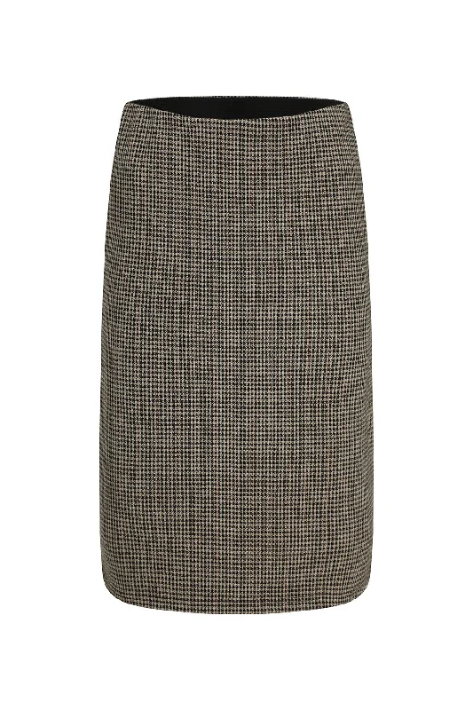 Jacquard Ponti pull on Skirt | Charcoal Herringbone | 7811ZR wool skirt thick