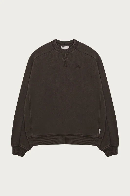 LAUNDERED CLASSICS SEAM DETAIL SWEATSHIRT - WASHED BROWN Hoodie with Elastic Waist Stretchable Comfortable LAUNDERED CLASSICS SEAM DETAIL SWEATSHIRT - WASHED BROWN Hoodie with Elastic Waist Stretchable Comfortable