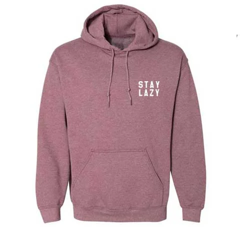 Lazy - Hoodie Sweatshirt - Heather Burgundy Hoodie with Hem Raw Edge Edgy Unfinished Lazy - Hoodie Sweatshirt - Heather Burgundy Hoodie with Hem Raw Edge Edgy Unfinished