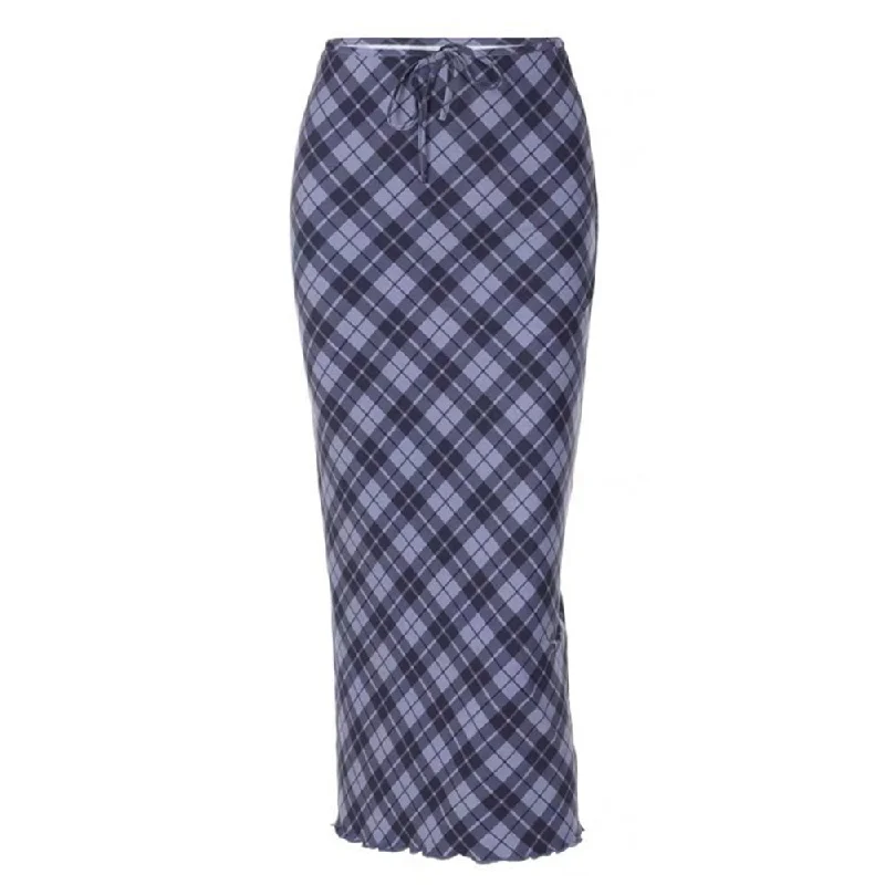 Less Conversation Plaid Maxi Skirt leather skirt bold