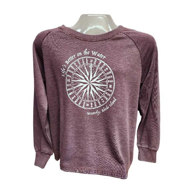 Life's Better on the Water Wine Mineral Wash French Terry Women's Sweatshirt Hoodie with Double Zipper Versatile Adjustable Life's Better on the Water Wine Mineral Wash French Terry Women's Sweatshirt Hoodie with Double Zipper Versatile Adjustable