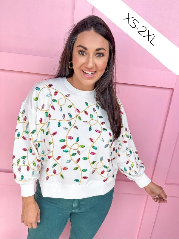 Mary Square | Millie Lights Sweatshirt Hoodie with Front Slit Layering Stylish