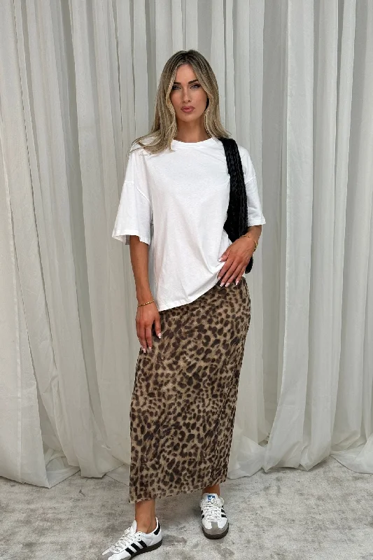 Millie Slip Skirt In Leopard Print cashmere skirt plush