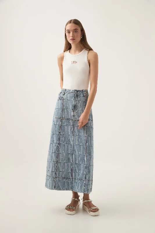 Nostalgia Denim Midi Skirt cashmere skirt soft