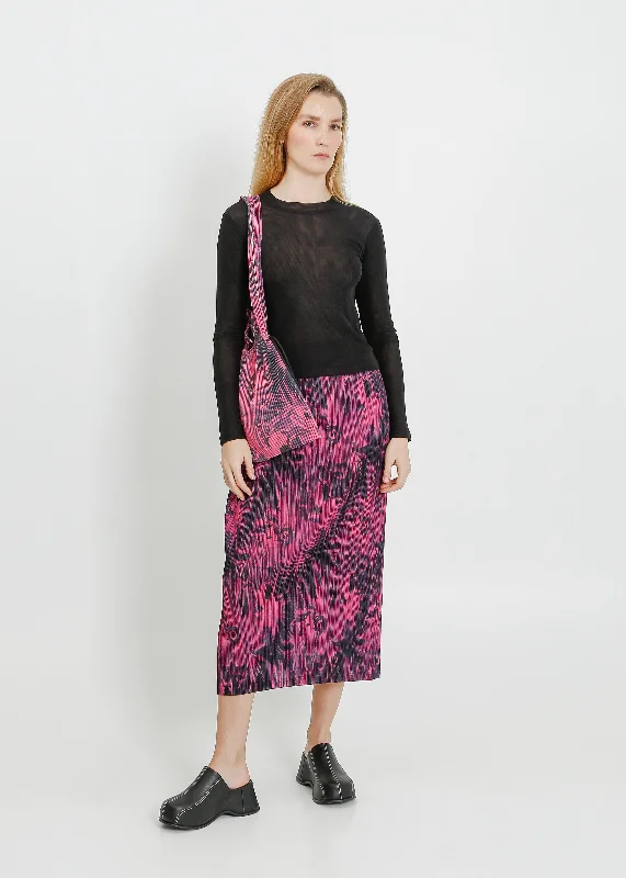 OPAL SKIRT / MAGENTA-BLACK silk skirt sleek