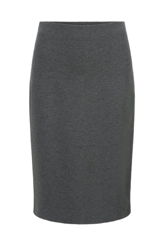 Pascale Pencil Skirt in Heather Grey silk skirt lustrous