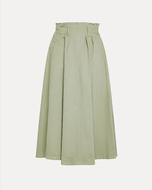 PEACHED ELASTICATED SKIRT / OLIVE casual skirt length