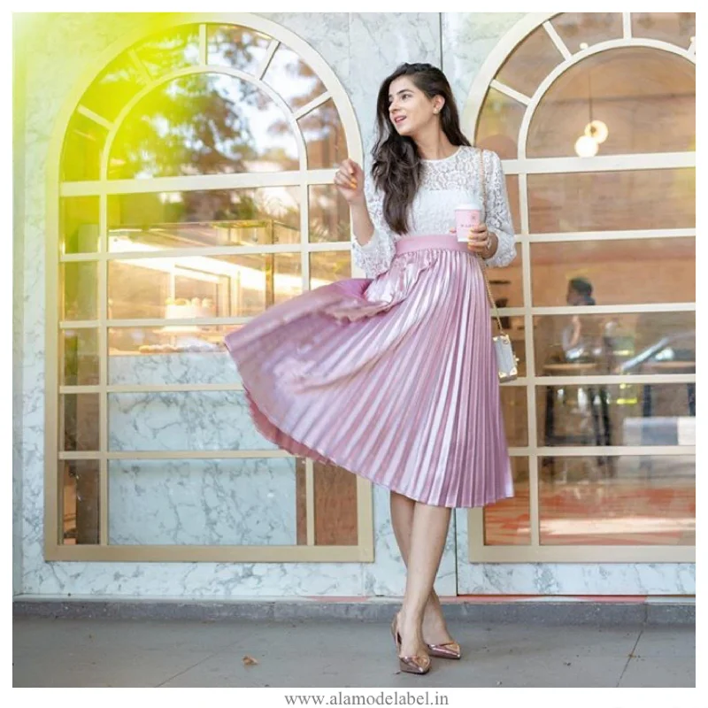 Pegmove Pleated Skirts wool skirt sturdy