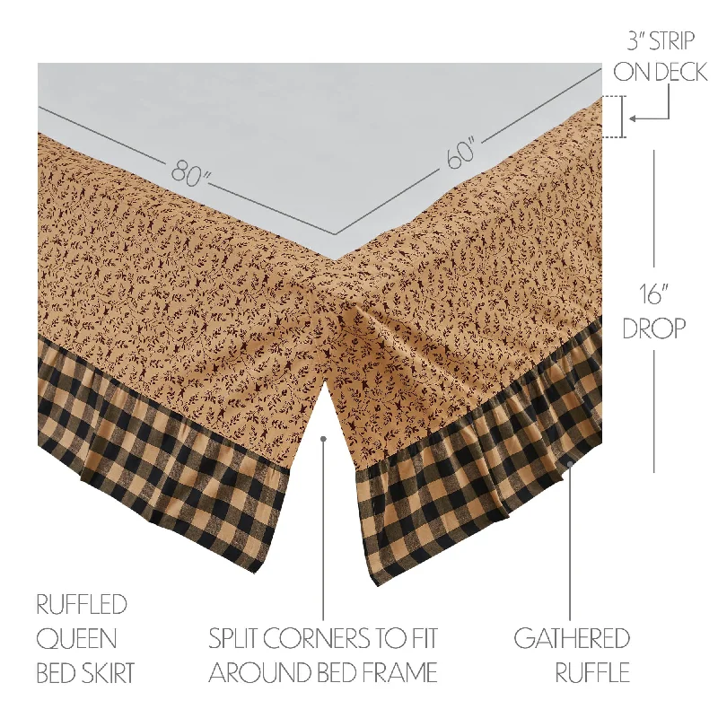 Pip Vinestar Ruffled Queen Bed Skirt 60x80x16 leather skirt sleek