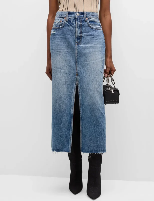 Alice Denim Midi Skirt, Portrait Vintage chiffon skirt delicate