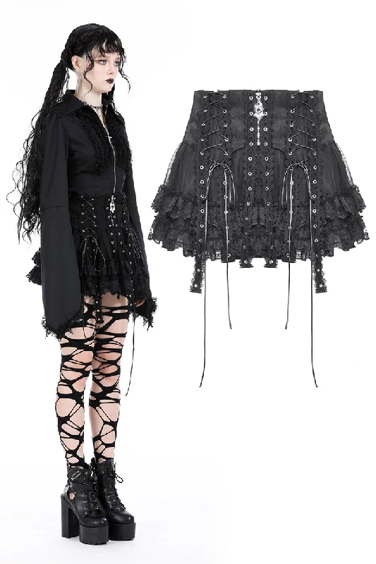 Punk rock eyelet drop tulle mini skirt KW332 corduroy skirt durable
